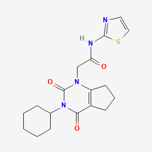2-{3-cyclohexyl-2,4-dioxo-1H,2H,3H,4H,5H,6H,7H-cyclopenta[d]pyrimidin-1-yl}-N-(1,3-thiazol-2-yl)acetamide