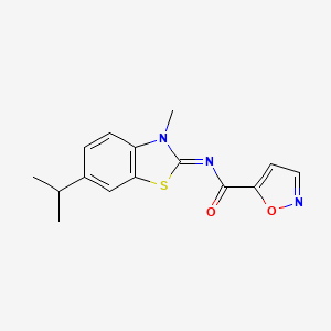 molecular formula C15H15N3O2S B6531091 N-[3-methyl-6-(propan-2-yl)-2,3-dihydro-1,3-benzothiazol-2-ylidene]-1,2-oxazole-5-carboxamide CAS No. 1007239-00-0