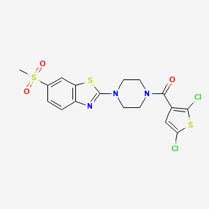 molecular formula C17H15Cl2N3O3S3 B6531103 2-[4-(2,5-dichlorothiophene-3-carbonyl)piperazin-1-yl]-6-methanesulfonyl-1,3-benzothiazole CAS No. 922485-04-9