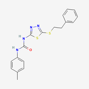 molecular formula C18H18N4OS2 B6531115 1-(4-methylphenyl)-3-{5-[(2-phenylethyl)sulfanyl]-1,3,4-thiadiazol-2-yl}urea CAS No. 922642-98-6