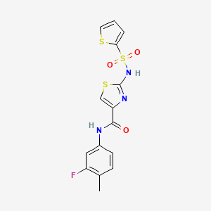 molecular formula C15H12FN3O3S3 B6531163 N-(3-fluoro-4-methylphenyl)-2-(thiophene-2-sulfonamido)-1,3-thiazole-4-carboxamide CAS No. 1021209-47-1