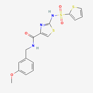 molecular formula C16H15N3O4S3 B6531171 N-[(3-methoxyphenyl)methyl]-2-(thiophene-2-sulfonamido)-1,3-thiazole-4-carboxamide CAS No. 1021212-54-3