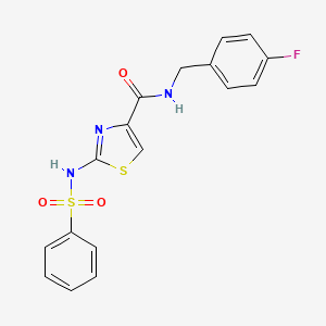 molecular formula C17H14FN3O3S2 B6531179 2-benzenesulfonamido-N-[(4-fluorophenyl)methyl]-1,3-thiazole-4-carboxamide CAS No. 1021212-72-5