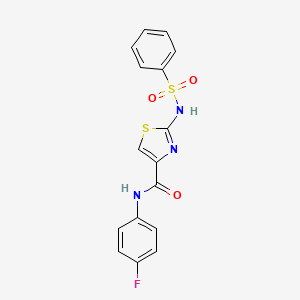 molecular formula C16H12FN3O3S2 B6531189 2-benzenesulfonamido-N-(4-fluorophenyl)-1,3-thiazole-4-carboxamide CAS No. 1021212-95-2