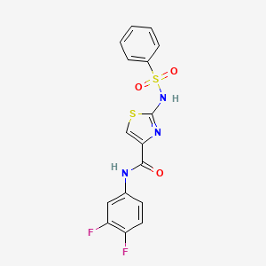 molecular formula C16H11F2N3O3S2 B6531210 2-benzenesulfonamido-N-(3,4-difluorophenyl)-1,3-thiazole-4-carboxamide CAS No. 1021259-60-8