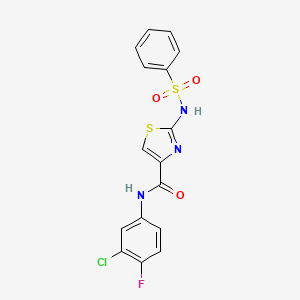 molecular formula C16H11ClFN3O3S2 B6531217 2-benzenesulfonamido-N-(3-chloro-4-fluorophenyl)-1,3-thiazole-4-carboxamide CAS No. 1021213-04-6