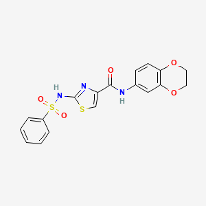 molecular formula C18H15N3O5S2 B6531224 2-benzenesulfonamido-N-(2,3-dihydro-1,4-benzodioxin-6-yl)-1,3-thiazole-4-carboxamide CAS No. 1021259-65-3