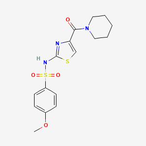 molecular formula C16H19N3O4S2 B6531248 4-methoxy-N-[4-(piperidine-1-carbonyl)-1,3-thiazol-2-yl]benzene-1-sulfonamide CAS No. 1021259-82-4