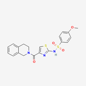 molecular formula C20H19N3O4S2 B6531256 4-methoxy-N-[4-(1,2,3,4-tetrahydroisoquinoline-2-carbonyl)-1,3-thiazol-2-yl]benzene-1-sulfonamide CAS No. 1021259-84-6