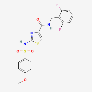 molecular formula C18H15F2N3O4S2 B6531268 N-[(2,6-difluorophenyl)methyl]-2-(4-methoxybenzenesulfonamido)-1,3-thiazole-4-carboxamide CAS No. 1021260-37-6