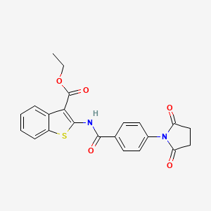 molecular formula C22H18N2O5S B6531361 ethyl 2-[4-(2,5-dioxopyrrolidin-1-yl)benzamido]-1-benzothiophene-3-carboxylate CAS No. 923061-65-8