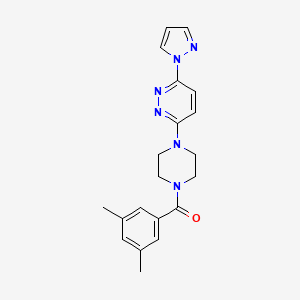 molecular formula C20H22N6O B6531427 3-[4-(3,5-dimethylbenzoyl)piperazin-1-yl]-6-(1H-pyrazol-1-yl)pyridazine CAS No. 1019100-42-5