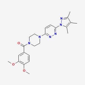 molecular formula C23H28N6O3 B6531496 3-[4-(3,4-dimethoxybenzoyl)piperazin-1-yl]-6-(3,4,5-trimethyl-1H-pyrazol-1-yl)pyridazine CAS No. 1020502-04-8