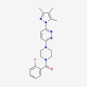 molecular formula C21H23FN6O B6531516 3-[4-(2-fluorobenzoyl)piperazin-1-yl]-6-(3,4,5-trimethyl-1H-pyrazol-1-yl)pyridazine CAS No. 1020502-14-0