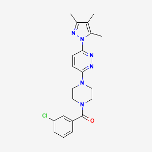 molecular formula C21H23ClN6O B6531534 3-[4-(3-chlorobenzoyl)piperazin-1-yl]-6-(3,4,5-trimethyl-1H-pyrazol-1-yl)pyridazine CAS No. 1020502-18-4