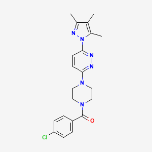 molecular formula C21H23ClN6O B6531540 3-[4-(4-chlorobenzoyl)piperazin-1-yl]-6-(3,4,5-trimethyl-1H-pyrazol-1-yl)pyridazine CAS No. 1020502-19-5