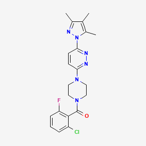 molecular formula C21H22ClFN6O B6531558 3-[4-(2-chloro-6-fluorobenzoyl)piperazin-1-yl]-6-(3,4,5-trimethyl-1H-pyrazol-1-yl)pyridazine CAS No. 1020502-31-1
