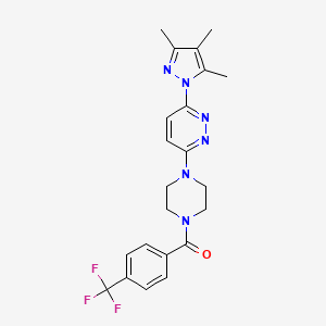 molecular formula C22H23F3N6O B6531573 3-{4-[4-(trifluoromethyl)benzoyl]piperazin-1-yl}-6-(3,4,5-trimethyl-1H-pyrazol-1-yl)pyridazine CAS No. 1020502-38-8