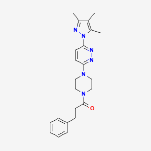 molecular formula C23H28N6O B6531584 3-phenyl-1-{4-[6-(3,4,5-trimethyl-1H-pyrazol-1-yl)pyridazin-3-yl]piperazin-1-yl}propan-1-one CAS No. 1020502-50-4
