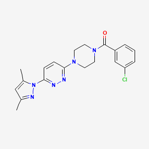 molecular formula C20H21ClN6O B6531635 3-[4-(3-chlorobenzoyl)piperazin-1-yl]-6-(3,5-dimethyl-1H-pyrazol-1-yl)pyridazine CAS No. 1020502-98-0