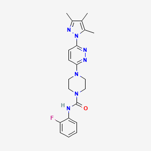 molecular formula C21H24FN7O B6531656 N-(2-fluorophenyl)-4-[6-(3,4,5-trimethyl-1H-pyrazol-1-yl)pyridazin-3-yl]piperazine-1-carboxamide CAS No. 1019103-37-7