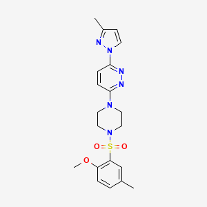 molecular formula C20H24N6O3S B6531699 3-[4-(2-methoxy-5-methylbenzenesulfonyl)piperazin-1-yl]-6-(3-methyl-1H-pyrazol-1-yl)pyridazine CAS No. 1019104-02-9