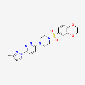 molecular formula C20H22N6O4S B6531714 3-[4-(2,3-dihydro-1,4-benzodioxine-6-sulfonyl)piperazin-1-yl]-6-(3-methyl-1H-pyrazol-1-yl)pyridazine CAS No. 1019104-16-5