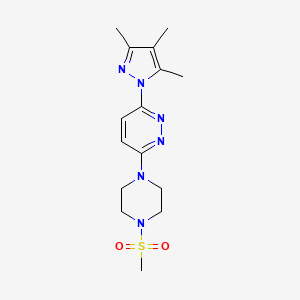 molecular formula C15H22N6O2S B6531717 3-(4-methanesulfonylpiperazin-1-yl)-6-(3,4,5-trimethyl-1H-pyrazol-1-yl)pyridazine CAS No. 1019104-30-3