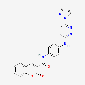 molecular formula C23H16N6O3 B6531803 2-oxo-N-(4-{[6-(1H-pyrazol-1-yl)pyridazin-3-yl]amino}phenyl)-2H-chromene-3-carboxamide CAS No. 1019105-68-0