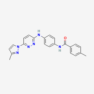 molecular formula C22H20N6O B6531817 4-methyl-N-(4-{[6-(3-methyl-1H-pyrazol-1-yl)pyridazin-3-yl]amino}phenyl)benzamide CAS No. 1019105-83-9