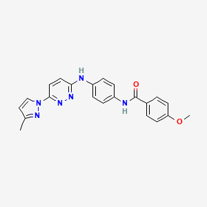 molecular formula C22H20N6O2 B6531840 4-methoxy-N-(4-{[6-(3-methyl-1H-pyrazol-1-yl)pyridazin-3-yl]amino}phenyl)benzamide CAS No. 1019105-92-0