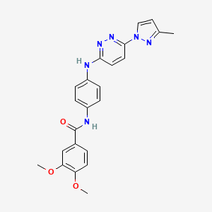 molecular formula C23H22N6O3 B6531845 3,4-dimethoxy-N-(4-{[6-(3-methyl-1H-pyrazol-1-yl)pyridazin-3-yl]amino}phenyl)benzamide CAS No. 1019105-96-4