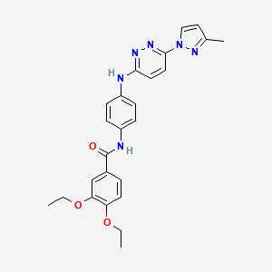 molecular formula C25H26N6O3 B6531857 3,4-diethoxy-N-(4-{[6-(3-methyl-1H-pyrazol-1-yl)pyridazin-3-yl]amino}phenyl)benzamide CAS No. 1019106-02-5