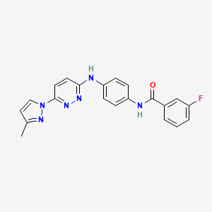 molecular formula C21H17FN6O B6531865 3-fluoro-N-(4-{[6-(3-methyl-1H-pyrazol-1-yl)pyridazin-3-yl]amino}phenyl)benzamide CAS No. 1019106-04-7