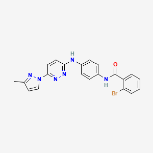 molecular formula C21H17BrN6O B6531881 2-bromo-N-(4-{[6-(3-methyl-1H-pyrazol-1-yl)pyridazin-3-yl]amino}phenyl)benzamide CAS No. 1019106-10-5