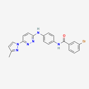 molecular formula C21H17BrN6O B6531891 3-bromo-N-(4-{[6-(3-methyl-1H-pyrazol-1-yl)pyridazin-3-yl]amino}phenyl)benzamide CAS No. 1019106-11-6