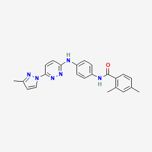 molecular formula C23H22N6O B6531945 2,4-dimethyl-N-(4-{[6-(3-methyl-1H-pyrazol-1-yl)pyridazin-3-yl]amino}phenyl)benzamide CAS No. 1019106-30-9