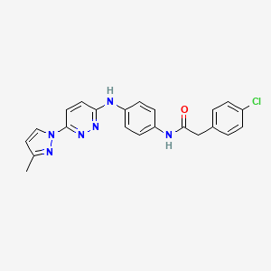molecular formula C22H19ClN6O B6531956 2-(4-chlorophenyl)-N-(4-{[6-(3-methyl-1H-pyrazol-1-yl)pyridazin-3-yl]amino}phenyl)acetamide CAS No. 1019106-33-2