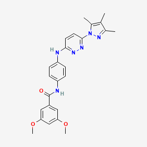 molecular formula C25H26N6O3 B6531991 3,5-dimethoxy-N-(4-{[6-(3,4,5-trimethyl-1H-pyrazol-1-yl)pyridazin-3-yl]amino}phenyl)benzamide CAS No. 1019106-55-8