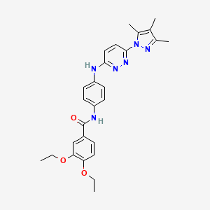 molecular formula C27H30N6O3 B6532002 3,4-diethoxy-N-(4-{[6-(3,4,5-trimethyl-1H-pyrazol-1-yl)pyridazin-3-yl]amino}phenyl)benzamide CAS No. 1019106-57-0