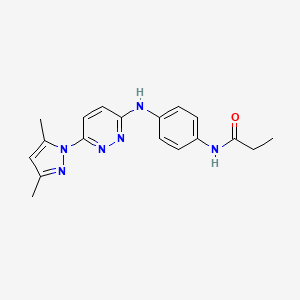 molecular formula C18H20N6O B6532015 N-(4-{[6-(3,5-dimethyl-1H-pyrazol-1-yl)pyridazin-3-yl]amino}phenyl)propanamide CAS No. 1019106-80-9