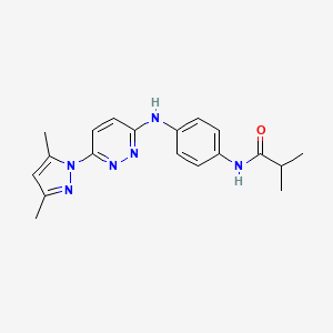 molecular formula C19H22N6O B6532028 N-(4-{[6-(3,5-dimethyl-1H-pyrazol-1-yl)pyridazin-3-yl]amino}phenyl)-2-methylpropanamide CAS No. 1019097-41-6