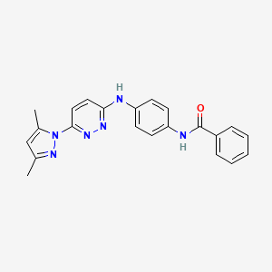 molecular formula C22H20N6O B6532042 N-(4-{[6-(3,5-dimethyl-1H-pyrazol-1-yl)pyridazin-3-yl]amino}phenyl)benzamide CAS No. 1019097-50-7