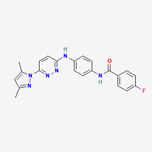 molecular formula C22H19FN6O B6532119 N-(4-{[6-(3,5-dimethyl-1H-pyrazol-1-yl)pyridazin-3-yl]amino}phenyl)-4-fluorobenzamide CAS No. 1019097-91-6