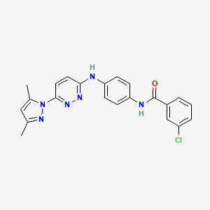 molecular formula C22H19ClN6O B6532125 3-chloro-N-(4-{[6-(3,5-dimethyl-1H-pyrazol-1-yl)pyridazin-3-yl]amino}phenyl)benzamide CAS No. 1019097-94-9