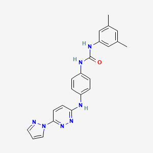 molecular formula C22H21N7O B6532223 3-(3,5-dimethylphenyl)-1-(4-{[6-(1H-pyrazol-1-yl)pyridazin-3-yl]amino}phenyl)urea CAS No. 1019098-49-7