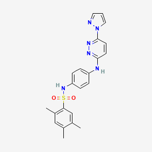 molecular formula C22H22N6O2S B6532236 2,4,5-trimethyl-N-(4-{[6-(1H-pyrazol-1-yl)pyridazin-3-yl]amino}phenyl)benzene-1-sulfonamide CAS No. 1019098-59-9