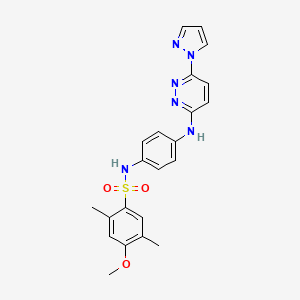 molecular formula C22H22N6O3S B6532257 4-methoxy-2,5-dimethyl-N-(4-{[6-(1H-pyrazol-1-yl)pyridazin-3-yl]amino}phenyl)benzene-1-sulfonamide CAS No. 1019098-69-1