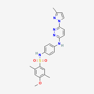 molecular formula C23H24N6O3S B6532276 4-methoxy-2,5-dimethyl-N-(4-{[6-(3-methyl-1H-pyrazol-1-yl)pyridazin-3-yl]amino}phenyl)benzene-1-sulfonamide CAS No. 1019098-83-9