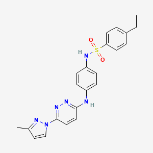 molecular formula C22H22N6O2S B6532279 4-ethyl-N-(4-{[6-(3-methyl-1H-pyrazol-1-yl)pyridazin-3-yl]amino}phenyl)benzene-1-sulfonamide CAS No. 1019098-77-1
